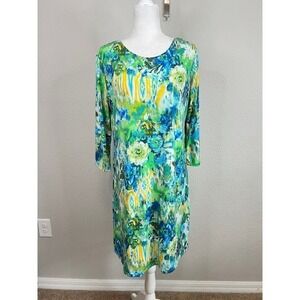 Jean-Pierre Klifa Paris Daphne Dress Women's L Watercolor Floral Stretchy Shift